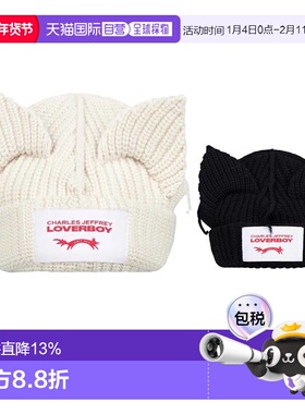 香港直邮CHARLES JEFFREY LOVERBOY 动物耳朵羊羔毛 尼龙帽 白色