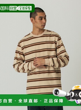 日本直邮SILAS 男女同款 全棉长袖条纹T恤 左胸S刺绣标识 1102540