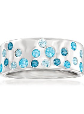 【美国奥莱】直发 Ross-Simons 925 银色调蓝色托帕石戒指 - 蓝色