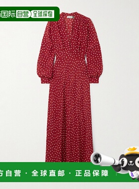 1h可退 香港直邮潮奢 RIXO 女士 Emory 波尔卡圆点真丝双绉长款连