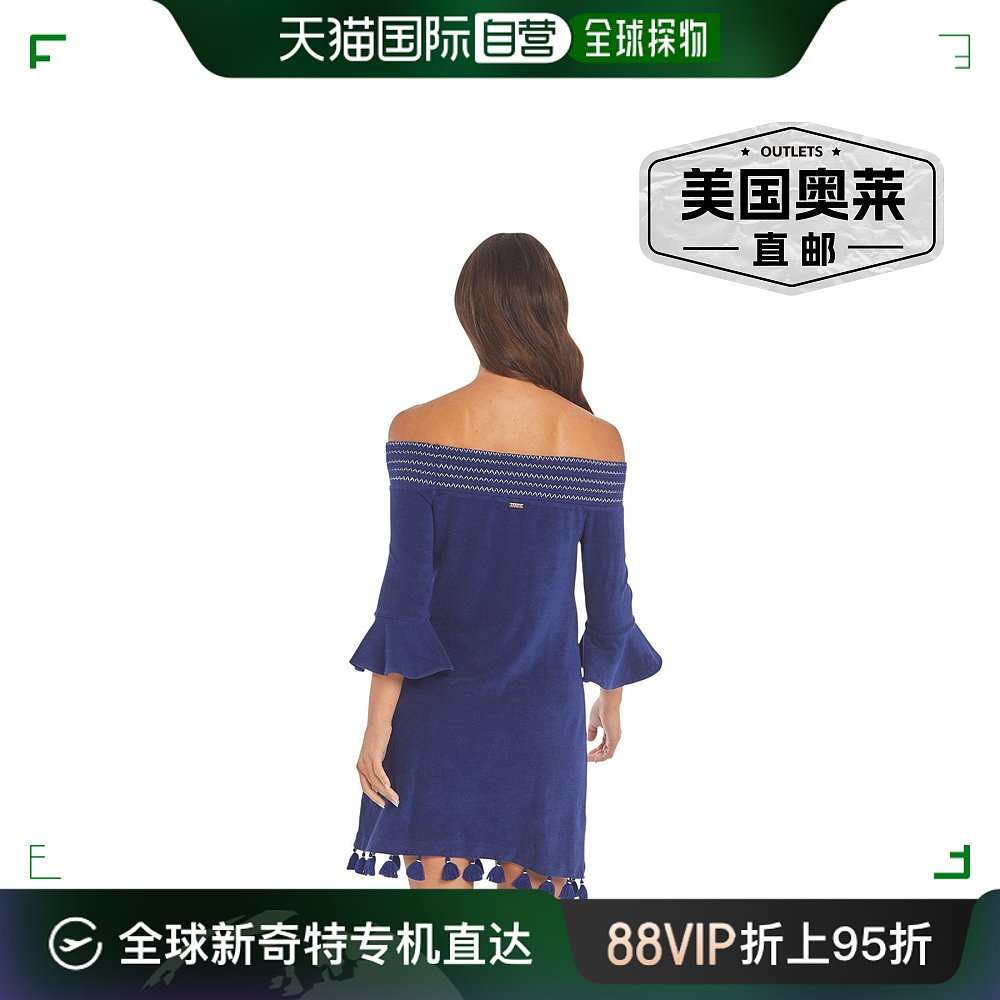 cabana life海军蓝露肩毛圈布连衣裙 - 蓝色 【美国奥莱】直发 女装/女士精品 连衣裙 原图主图