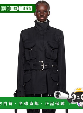 1h可退 香港直邮潮奢 off-white 女士 黑色腰带夹克 OWEL012F23FA