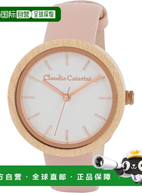 【日本直邮】CREPHA 女士手表 木质/皮表带 白色/粉色CC-A117-LPM
