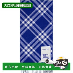 1h可退 香港直邮潮奢 Burberry 巴宝莉 女士 蓝色 Check Cashmere