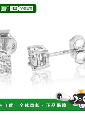 自营 vir jewels0.925 纯银爪镶 1/8 克拉圆形实验室培育钻石耳钉