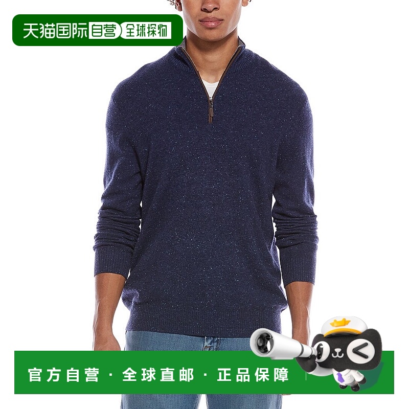 自营Quinn Basic 1/4 Zip Cashmere Mock Neck Sweater - blue 美