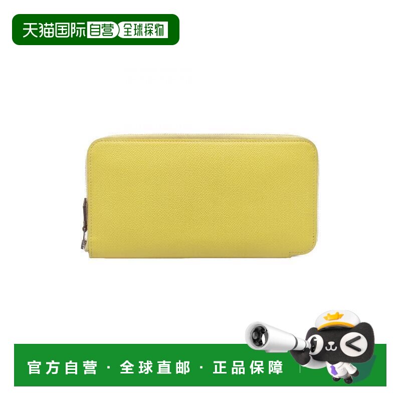 1h可退 日本直邮中古Hermes爱马仕女B级9新round牛皮长钱包黄色
