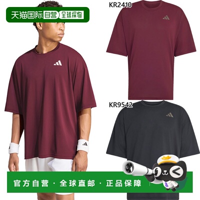 日本直邮adidas TENNIS NEW YORK 男士宽松版型短袖T恤 网球羽毛