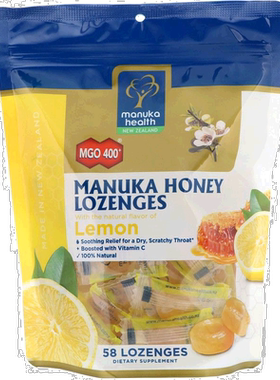 香港直发Manuka Health蜜纽康麦卢卡润喉糖蜂蜜柠檬味舒缓含正品