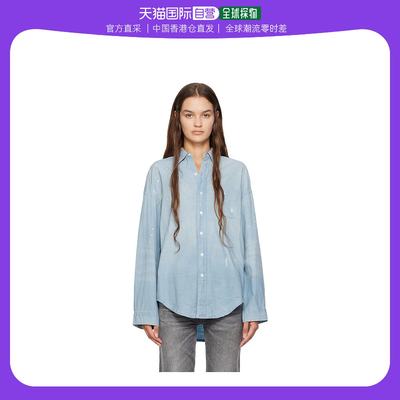 香港直邮潮奢 R13 女士蓝色 Oversized 牛仔衬衫