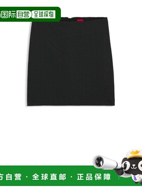 自营hugo bossMini skirt in boucle fabric - black 美国奥莱直