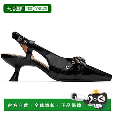 1h可退 香港直邮潮奢 GANNI 甘尼 女士 黑色 Eyelets Open 中跟鞋