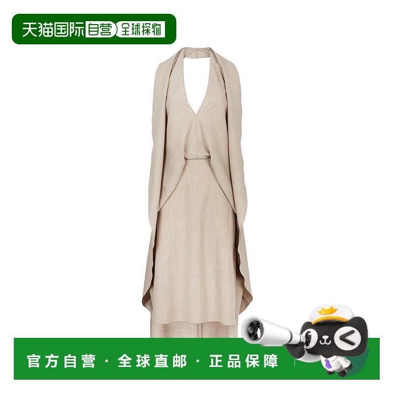 香港直邮潮奢 Fendi 芬迪 女士 中长垂坠羊毛连衣裙 FDC814AM3P