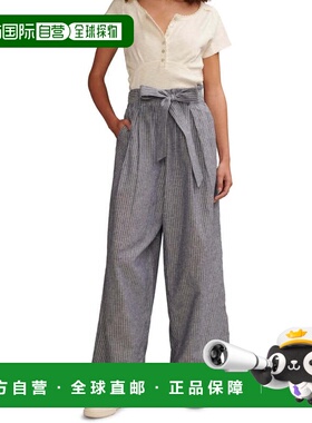 自营Women's Lucky Brand Pants Blue Striped Paperbag Belted W