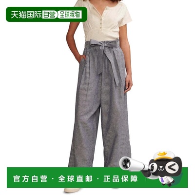 自营Women's Lucky Brand Pants Blue Striped Paperbag Belted W