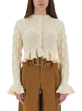 香港直邮CHLOÉ 女士针织衫 25AMC01590107 CO 白色 CROCHET KNIT