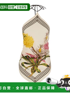 1h可退 香港直邮Blumarine 蓝色情人 女士 印花露背上衣 2C438A