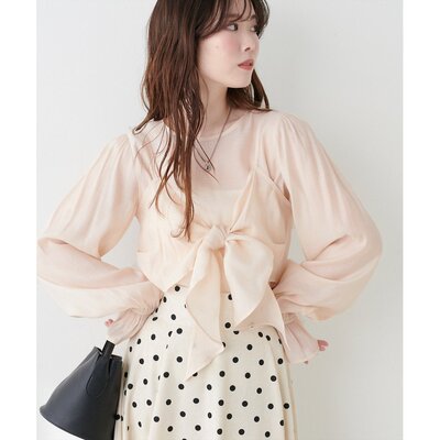 1h可退 日本直邮natural couture女装蕾丝蝴蝶结背心+衬衫套装 03