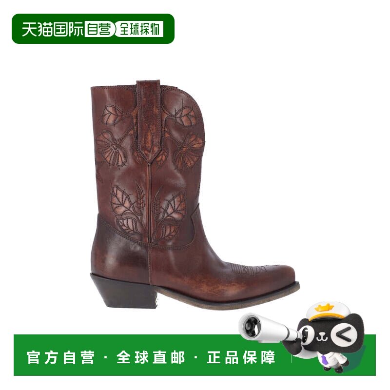 自营golden goose棕色Wish Star色调缝合靴子-棕色 美国奥莱直发
