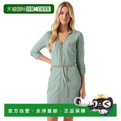 自营guessElina Striped Shirtdress - fade to jade 美国奥莱直