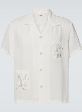 潮奢 Bode 男士 Skiers 亚麻保龄球衬衫 004107