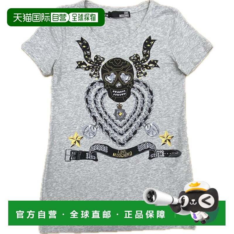 1h可退 香港直邮MOSCHINO 女士T恤 W4F9830E1512B266 AW2021 灰色