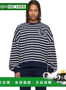 香港直邮Balmain 巴尔曼 男士 海军蓝 & 白色 Cotton College Emb