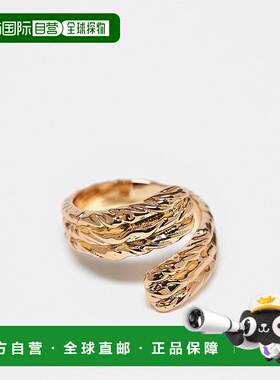 1h可退 香港直邮ASOS 女士 around molten 设计裹式纹理色调戒指(