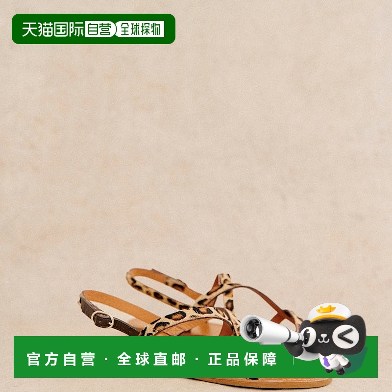 自营欧洲直邮Sezane 女士豹纹色牛皮凉鞋新款