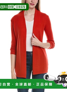 自营sofiacashmere悬垂羊毛和羊绒混纺开衫-橙色 美国奥莱直发