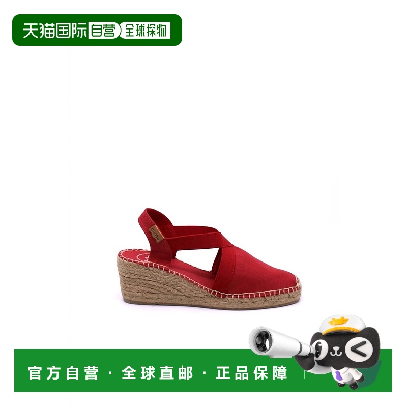 自营 toni pons红-红女式三角凉鞋 美国奥莱直发尖头单鞋坡跟