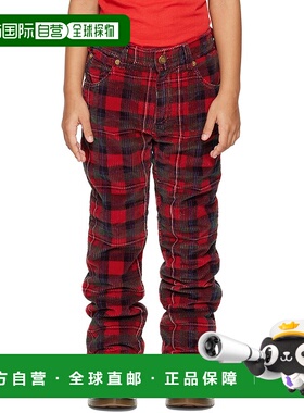 1h可退 香港直邮潮奢 Erl 女童 红色格纹儿童长裤童装 ERL05KP002