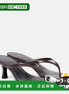 香港直邮Staud 女士 Freja 60 皮质凉拖 brown棕色 舒适时尚单鞋