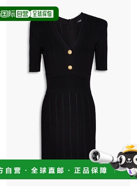 1h可退 香港直邮Balmain 巴尔曼 女士 镂空针织连衣裙 AF1R6030KB