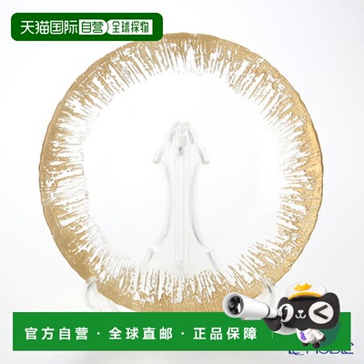 日本直邮Vetro Felice Flash 盘子 28cm 透明和金色 玻璃盘子 玻