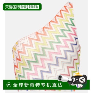 之字纹单肩金银锦缎上衣 1h可退 香港直邮MISSONI 米索尼 女士