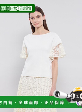 1h可退 日本直邮EPOCA 女士玫瑰花蕾丝拼接针织套头衫 M5N24531__