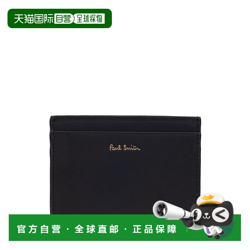 自营paul smithRectangular Black Calf Leather Wallet With Int