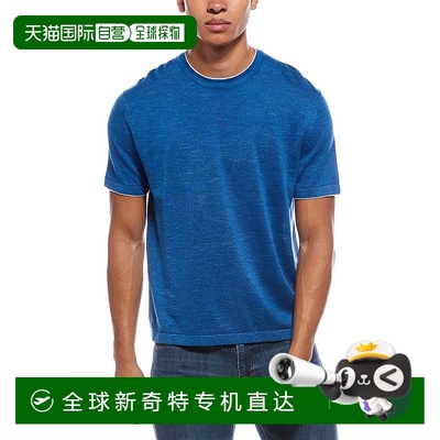 自营 theory科尔本亚麻混纺T恤-蓝色 美国奥莱直发