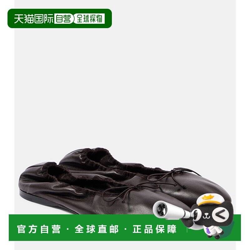 1h可退 香港直邮The Row 女士 Awar 皮质芭蕾舞鞋 brown棕色 舒适