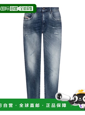 香港直邮DIESEL 男士牛仔裤 A0356209J6101 AW2024 蓝色 腰带环牛