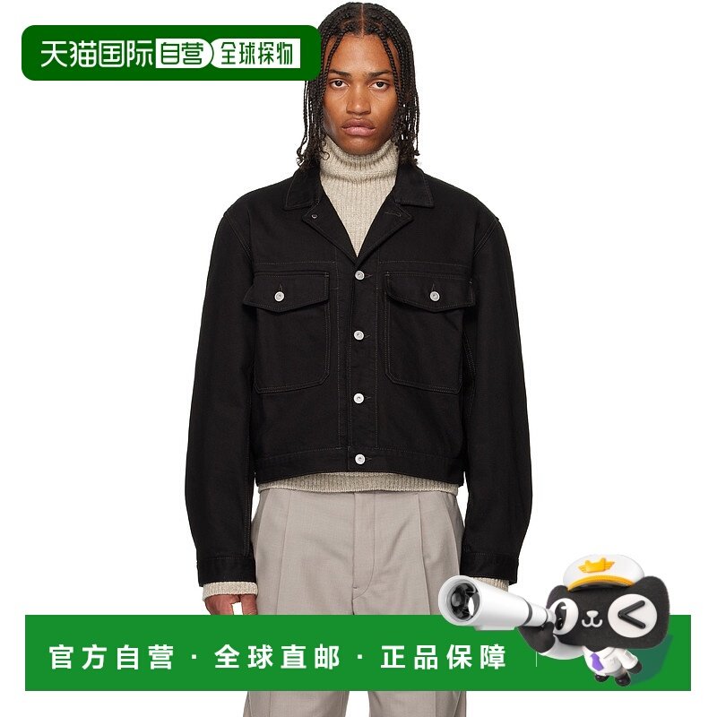 1h可退 香港直邮Lemaire 男士 黑色卡车司机牛仔夹克 OW1188LD105