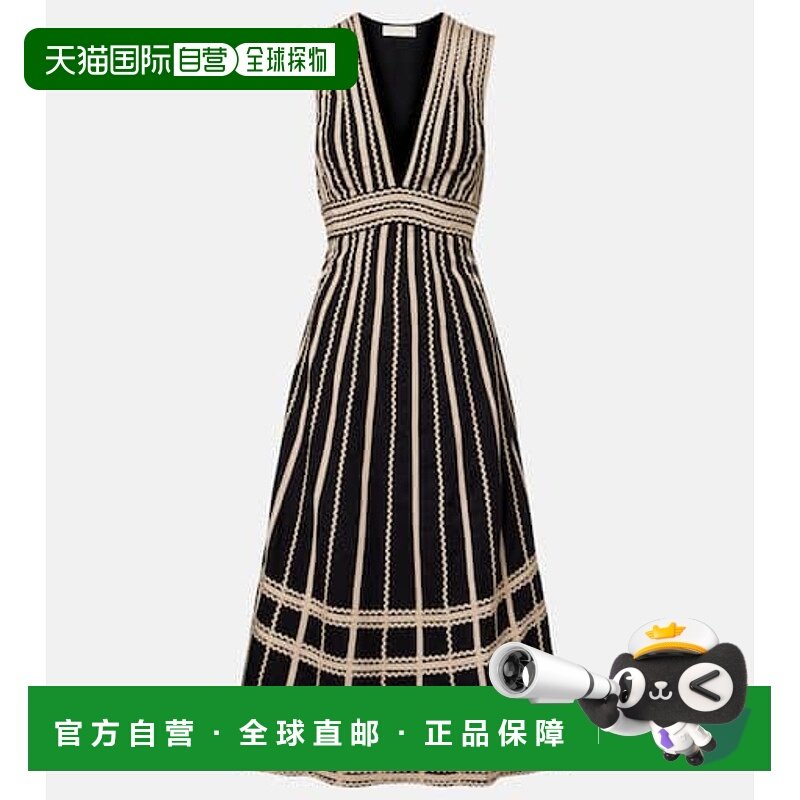 香港直邮潮奢 ULLA JOHNSON 女士 Palermo 棉府绸中长连衣裙