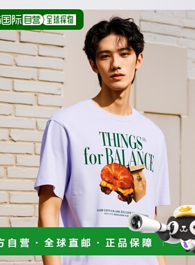 韩国直邮AECA WHITE 男士T恤AWCMSSBBTTSSO007A2WA MORNING CAFE