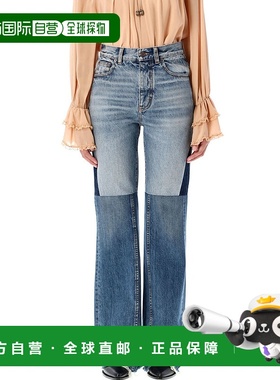 香港直邮CHLOÉ 女士牛仔裤 C24WDP141594ZD AW2024 蓝色 拼布喇叭