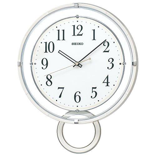日本直邮seiko精工家居挂钟电波指针式挂钟装饰摆白色做工精致