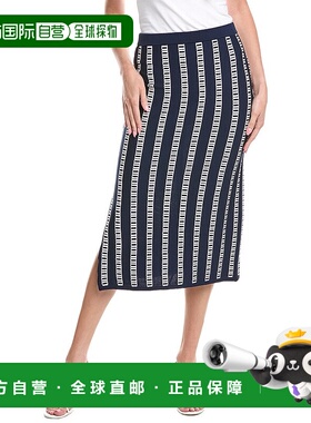 自营 T Tahari Midi裙子-蓝色 美国奥莱直发长裙半身裙包臀裙