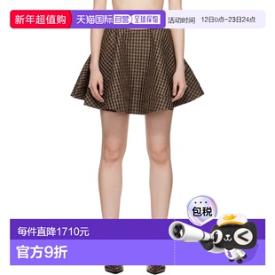 1h可退 香港直邮潮奢 GANNI 甘尼 女士 棕色 Crinkled Check Circ