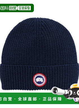 香港直邮CANADA GOOSE 男士帽子 5026M151 AW2024 深蓝色 徽标贴