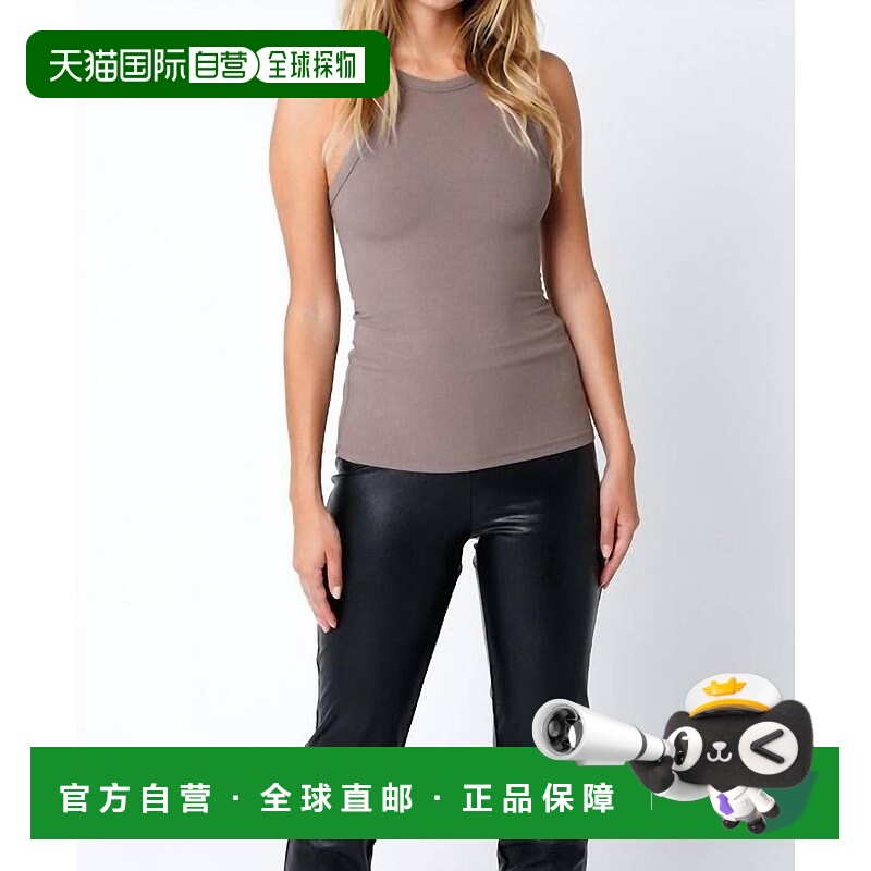 自营olivaceousRibbed Back Peep Show Muscle Tank In Mushroom